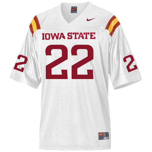 Men #22 Coal Flansburg Iowa State Cyclones College Football Jerseys Sale-White - Click Image to Close